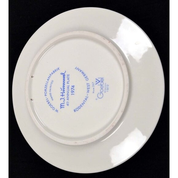 1974 Hummel Porcelain Plate Girl With Goose 4th Annual Plate Bas Relief Goebel - Picture 6 of 7